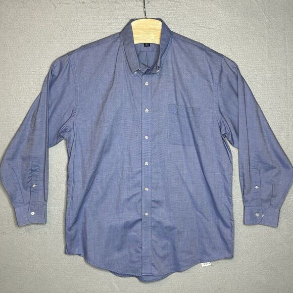 Lands End Original Oxford Men's Size 17 Blue‎ Button Down Long Sleeve Shirt - Picture 2 of 5